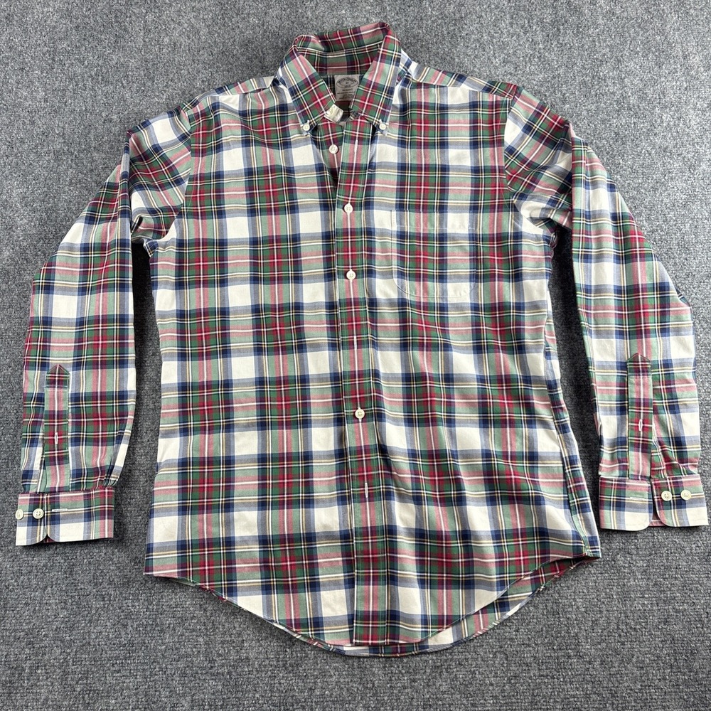 Brooks Brothers Regent Fit Non-Iron All Cotton Festive Plaid Shirt Men's Size M